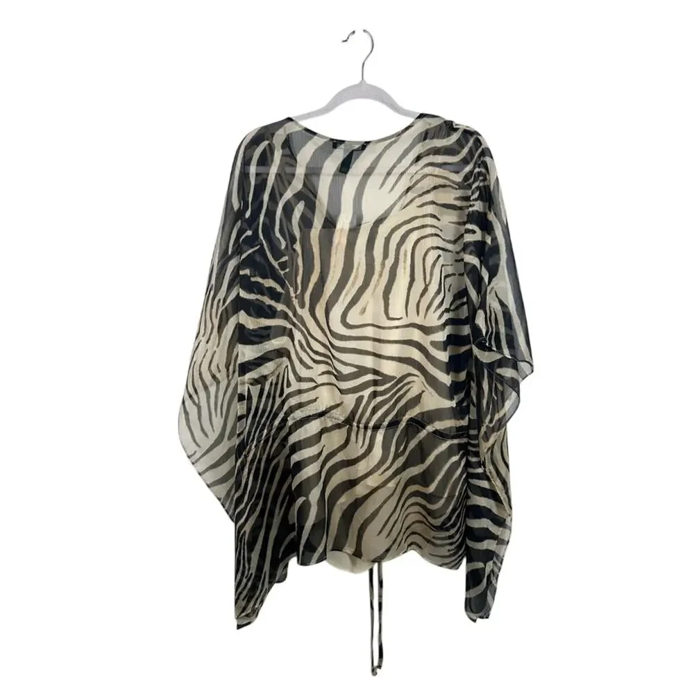 NWT Lauren Ralph Lauren Zebra V-neck Tie In Front Tunic Size 2X With Cami Beachy